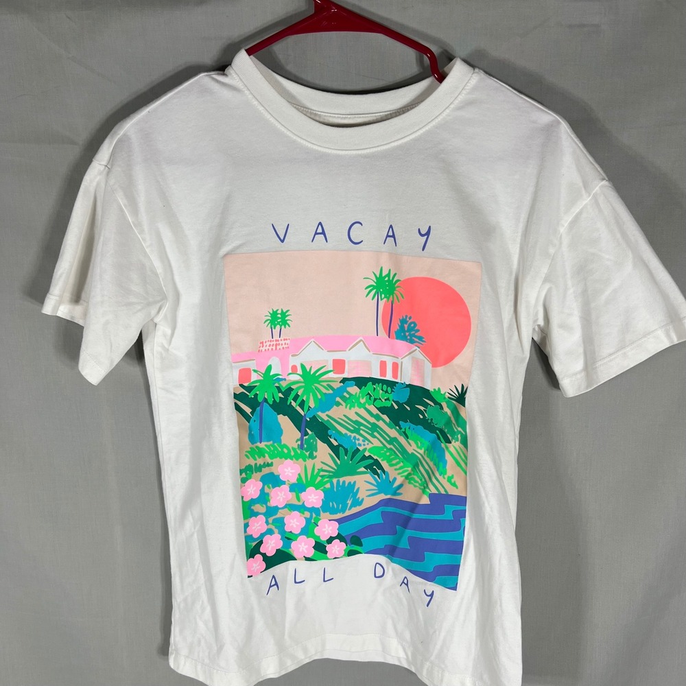 Cat & Jack Graphic Tee Vacay All Day Tropical White Unisex XL 14